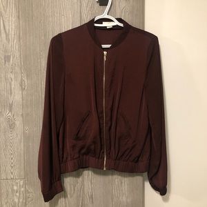 H&M Satin Burgundy Bomber Jacket